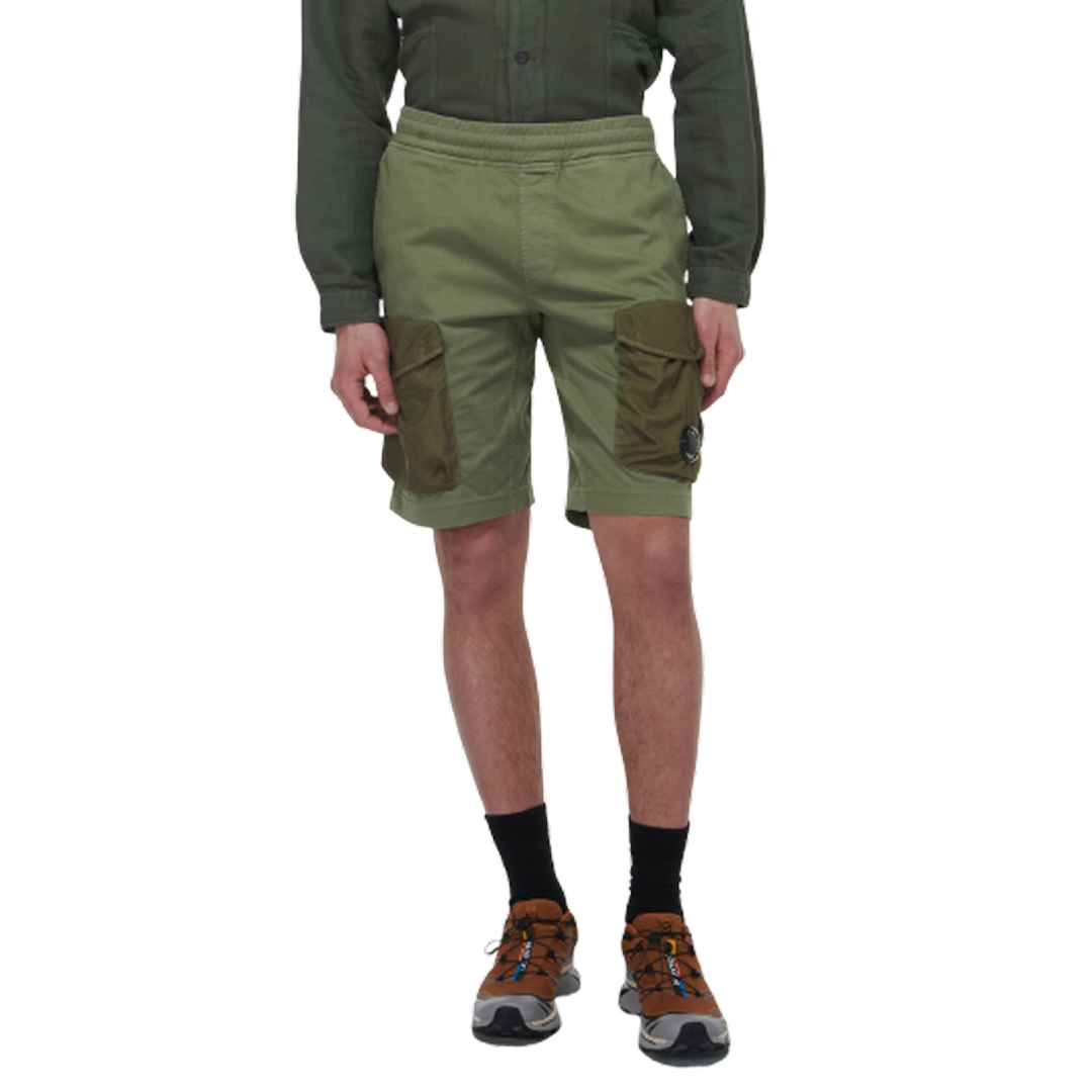 Cotton jersey cargo shorts haki