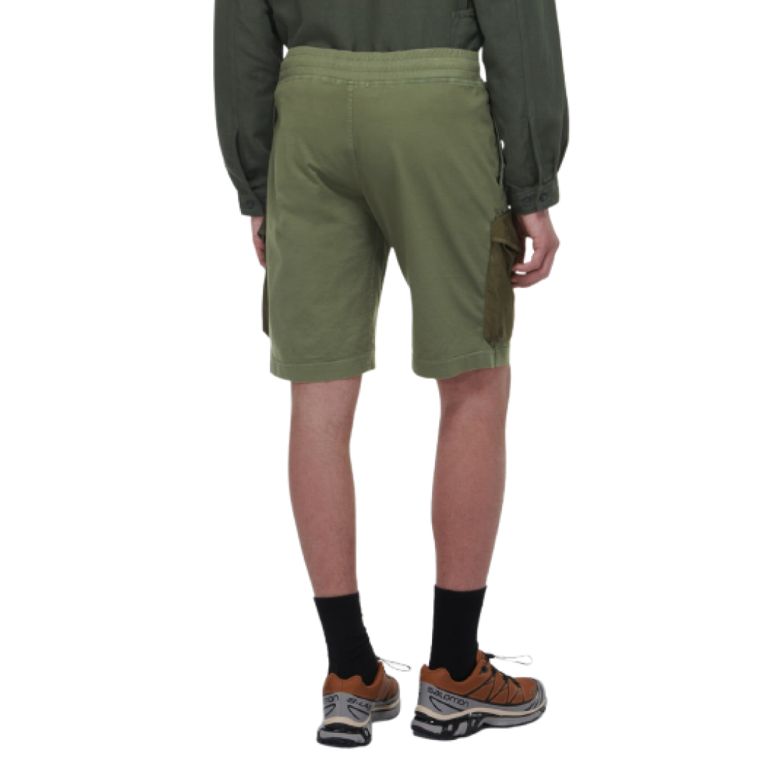 Cotton jersey cargo shorts haki