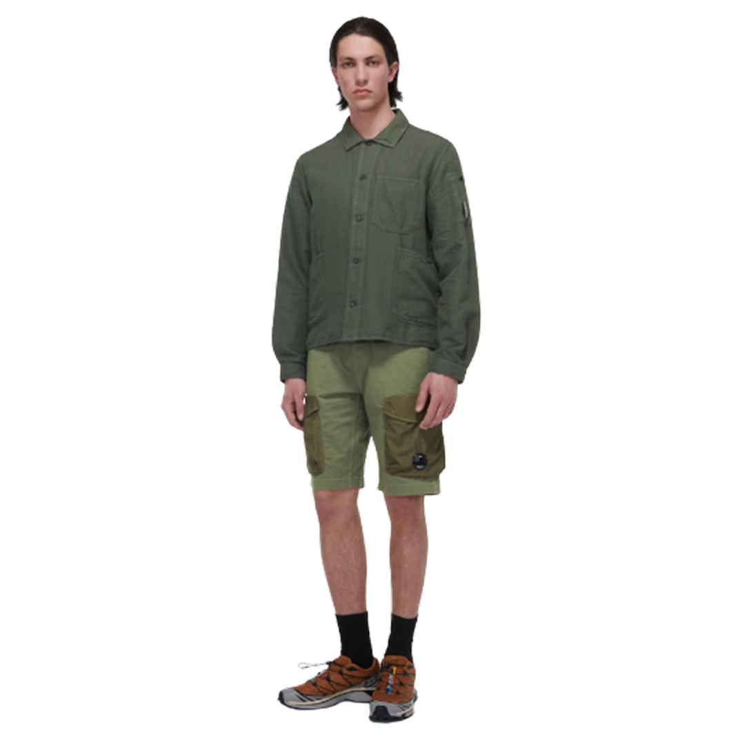 Cotton jersey cargo shorts haki