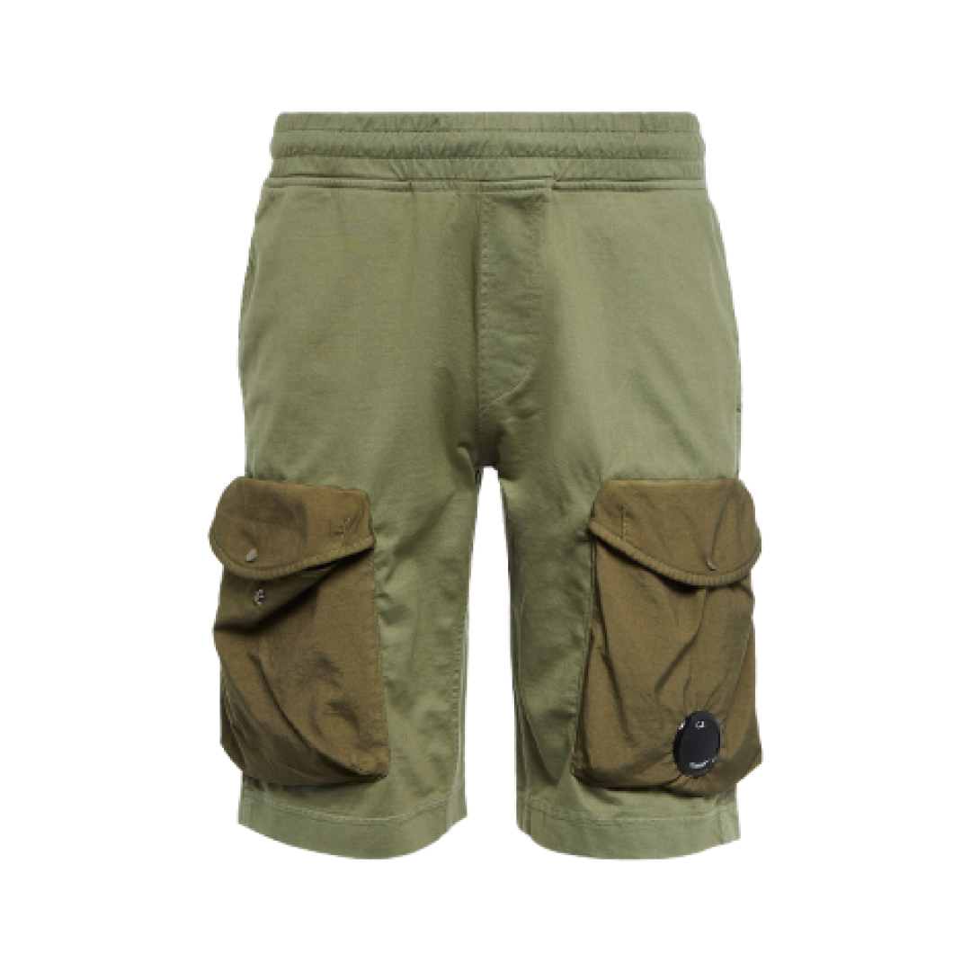 Cotton jersey cargo shorts haki