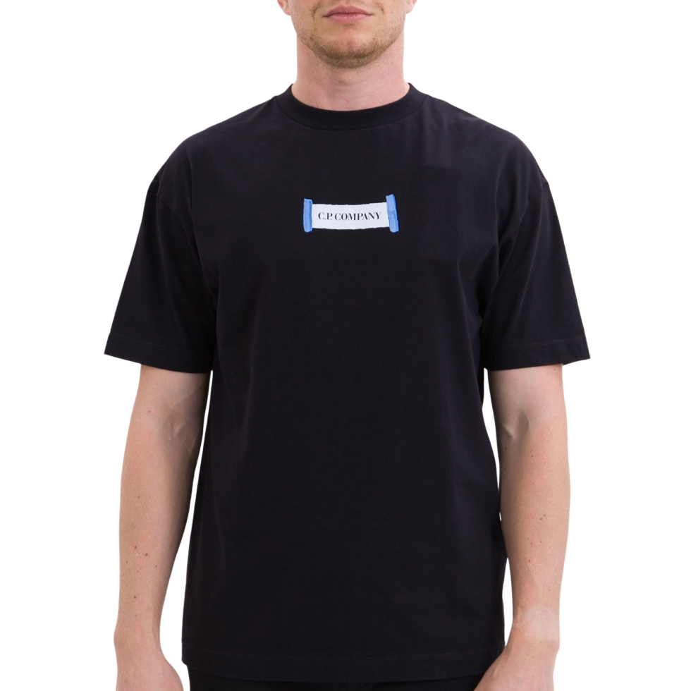 30/1 Jersey Blurred Logo Black Men's T-shirt