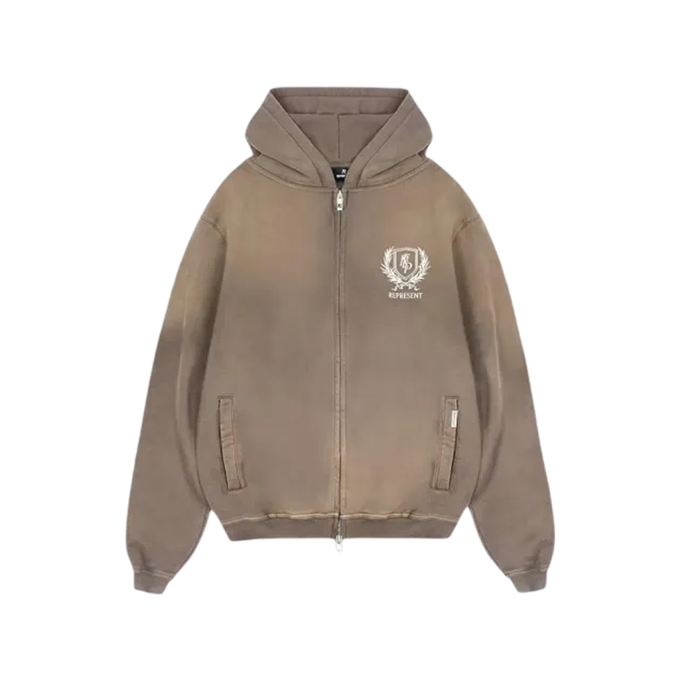 Crest Dark Taupe Zip Up Hoodie