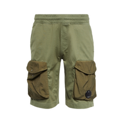 Cotton jersey cargo shorts haki