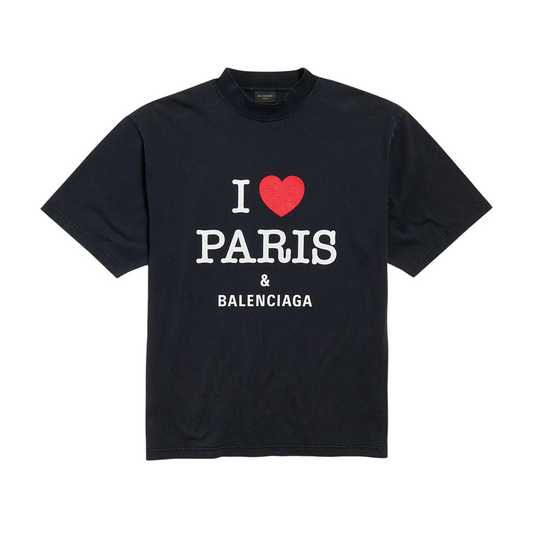 ‘I Love Paris’ Washed Black T-Shirt