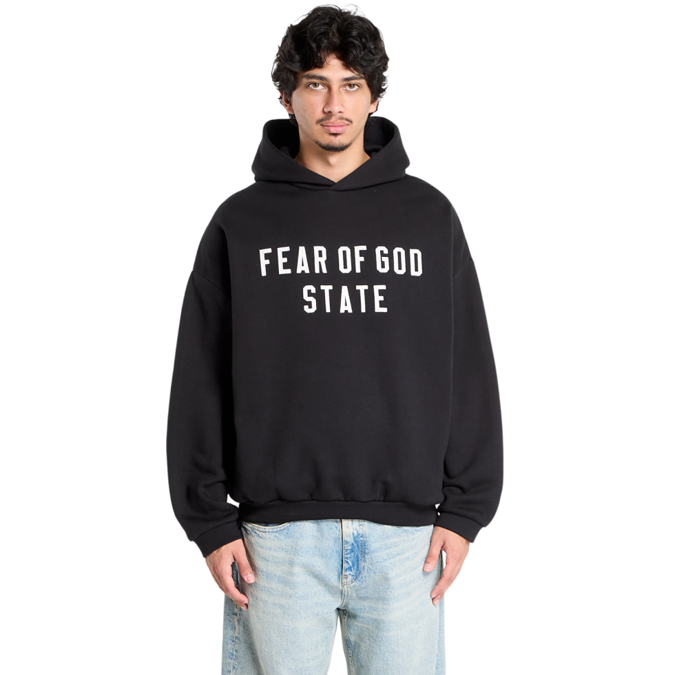 Essentials 90s Fit Fleece Hoodie Jet Black