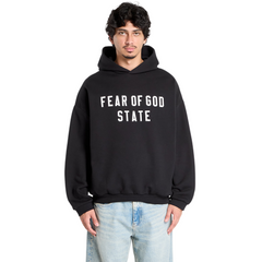 Essentials 90s Fit Fleece Hoodie Jet Black