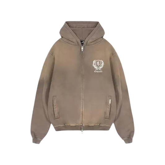 Crest Dark Taupe Zip Up Hoodie