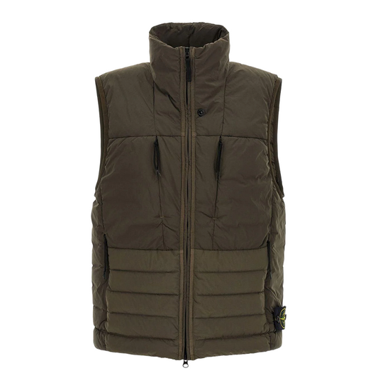 Green Padded Vest with High Collar