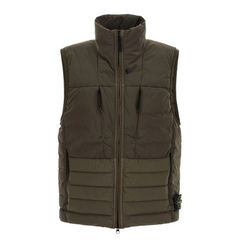 Green Padded Vest with High Collar