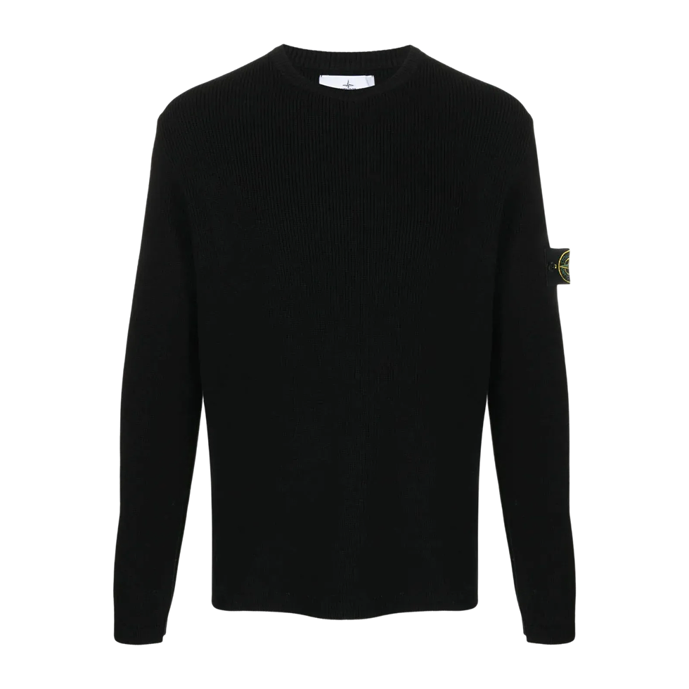 ribbed-knit logo-patch sweater